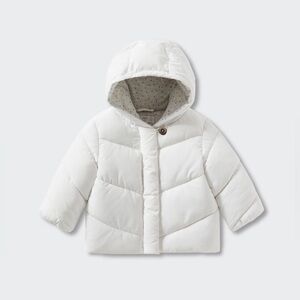 Mango Kids White Puffer Jacket Size 6-9months